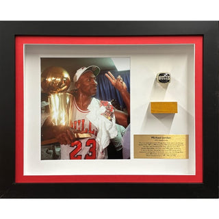 Chicago Bulls 1992 Championship Ring and Used Flooring Collage