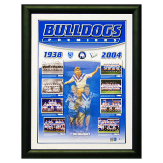 Terry Lamb Signed Canterbury-Bankstown Bulldogs Premiers Framed Print