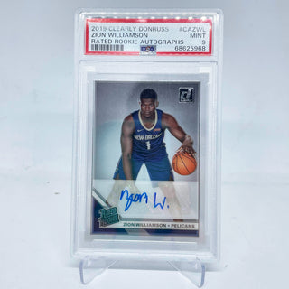 2019 Panini Clearly Donruss Zion Williamson Rated Rookie Autographs PSA Mint 9