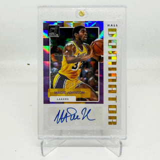 2017-18 Panini Donruss Hall Dominators Magic Johnson Gold Auto 12/99