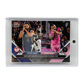Steph Curry x Lionel Messi Topps Now 'Night, Night' Celebration In One-Touch Case