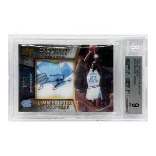 Hand Signed Michael Jordan 2012-13 Upper Deck Exquisite Collection Limited Logos 08/10 BGS 9 Mint
