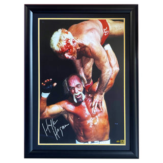 Hulk Hogan Signed 'Holding up Ric Flair' Wrestling Photo – Framed