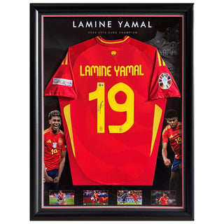 Framed Replica Spain 2024 UEFA Euro Jersey – Signed by Lamine Yamal (Beckett Authenticated)