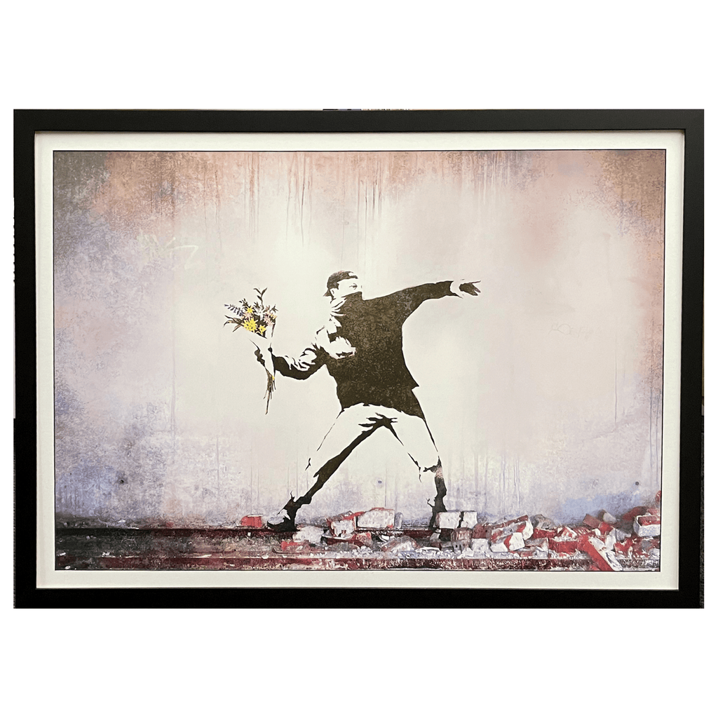 Banksy - Flower Bomber Print Framed – Icons of Sport