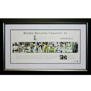 Richie Benaud’S Signed “Greatest Xi” L/Ed Print Framed
