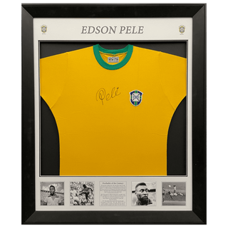 Pele Signed Brazilian Home Jersey Framed