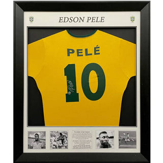 Pele Signed Brazilian Home Jersey Framed