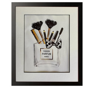 Fashion Makeup Brushes in Perfume Bottle  Framed - Small