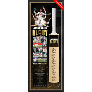 Australian 25/26 Ashes Glory Team Signed Bat Display - Pre Order