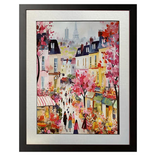 Paris Streetscape Print Framed - Large