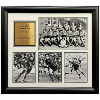 1971 South Sydney Team Photo Signed Ron Coote, Mc Carthy And Sattler Collage Framed