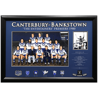 George Peponis Signed Canterbury Bankstown Bulldogs 1980 Team Photo Collage L/ED Framed