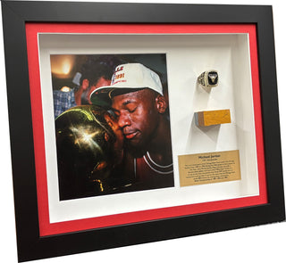 Chicago Bulls 1991 Championship Ring and Used Flooring Collage.