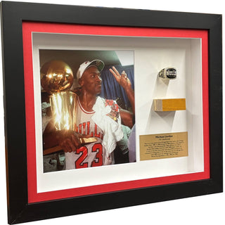 Chicago Bulls 1992 Championship Ring and Used Flooring Collage