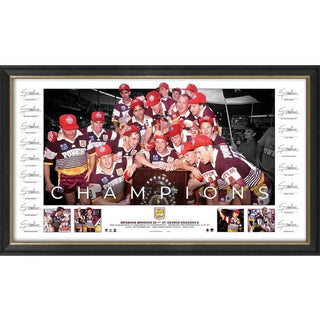 Brisbane Broncos 1992 Premiers Team signed Icon Series Framed