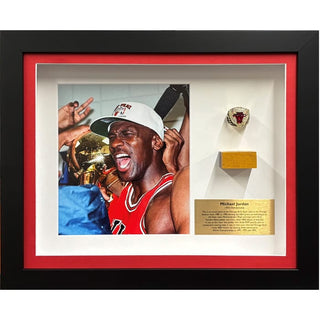 Chicago Bulls 1993 Championship Ring and Used Flooring Collage