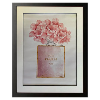 Pink Parfum Bottle & Pink Peonies Print Framed - Medium