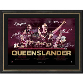 Queenslander 2022 State of Origin signed Champions Lithograph Framed