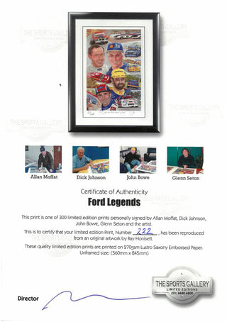 Ford Legends L/ED Print Signed By Moffat, Johnson, Bowe & Seton Framed