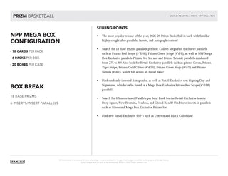 2025-26 Panini Prizm Basketball Mega Box