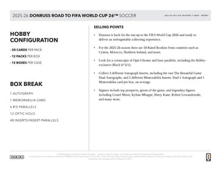 2025-26 Panini Donruss Road to World Cup Soccer Hobby Box - Backorder