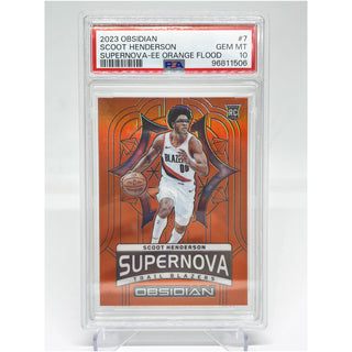 2023 Obsidian Scoot Henderson Supernova Electric Etch Orange Flood Rookie 71/75 PSA Gem Mint 10