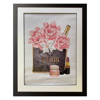 Fashion Print Gift Bag, Bubbles, Peonies & Macarons Framed - Medium