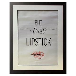 Fashion Print "But First Lipstick" Framed - Medium