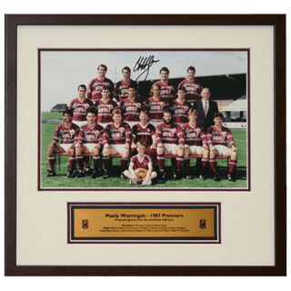 1987 Manly Premiers Signed Cliff Lyons Framed