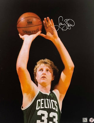 Larry Bird Signed "Shooting" Photo Framed