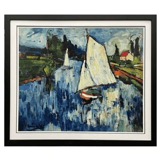 Maurice de Vlaminck "Sailing Boats at Chatou" Print Framed