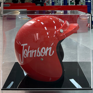 Dick Johnson Signed Replica 1980-81 Race Helmet w/ Display Case & COA