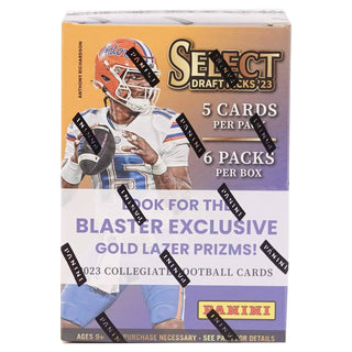 2023 Panini Select Draft Picks Football 6-Pack Blaster Box (Gold Lazer Prizms!)