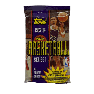 1993-94 Topps Series 1 Basketball Factory Sealed Pack, 12 Cards in Each Pack.