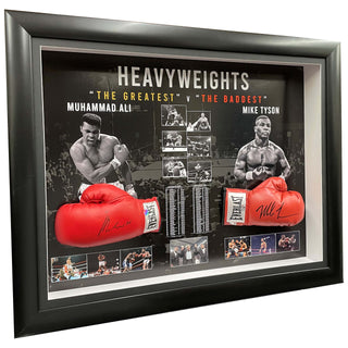 Muhammed Ali & Mike Tyson Hand Signed Boxing Gloves Framed