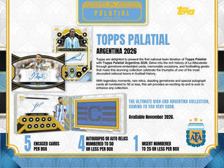 PREORDER:  2026 Topps Palatial Argentina Soccer Hobby Box (Release 5 Nov 2026 4pm)