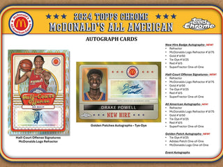 2024 Topps Chrome McDonald's All American Basketball Hobby Box (Cooper Flagg!)