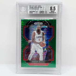 2021-22 Panini Prizm Serge Ibaka Green Pulsar Prizm 24/25 BGS NM-MT+ 8.5