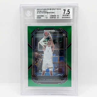 2023-24 Panini Prizm Victor Wembanyama Green Prizm Rookie BGS Near Mint+ 7.5