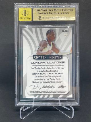 2022-23 Leaf Optichrome Kaleidoscope Bennedict Mathurin Rookie Auto 5/5 BGS 9.5 Gem Mint