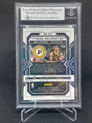 2021-22 Panini Obsidian Electric Etch Red Flood Tyrese Haliburton BGS 8 NM-MT