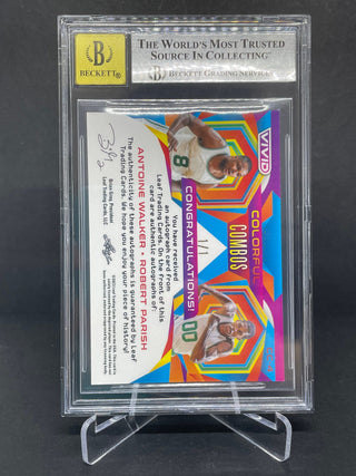 2022-23 Leaf Vivid Colorful Combos Dual Auto Teal Walker/Parish 1/1 BGS 8.5 NM-MT+