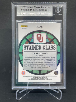 2023-24 Panini Prizm Draft Picks Stained Glass Trae Young BGS 5.5 Excellent +