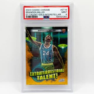 2023 Topps Chrome Cosmic Brandon Miller Extraterrestrial Talent Gold RC 08/50 PSA Mint 9