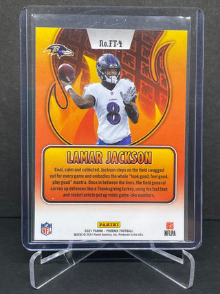 2021 Panini Phoenix Flamethrowers Lamar Jackson Baltimore Ravens - No. FT-4