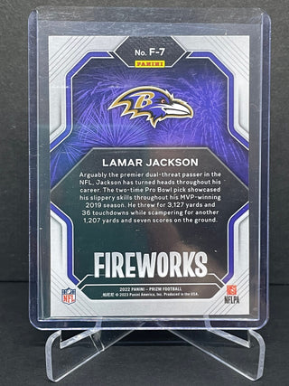 2022 Panini Prizm Fireworks Lamar Jackson Base Prizm - No. F-7