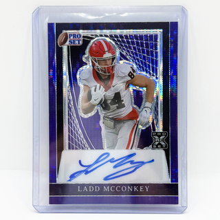 2024 Leaf Pro Set Metal Ladd McConkey Purple Pulsar Rookie Auto 5/6