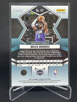 2021-22 Panini Mosaic Miles Bridges Blue Prizm 53/99