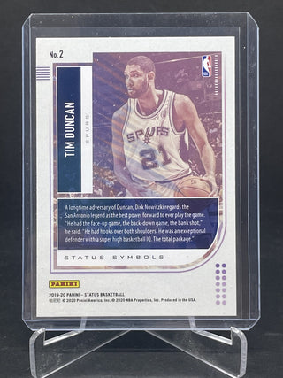 2019-20 Panini Status Symbols Insert Tim Duncan - No. 2